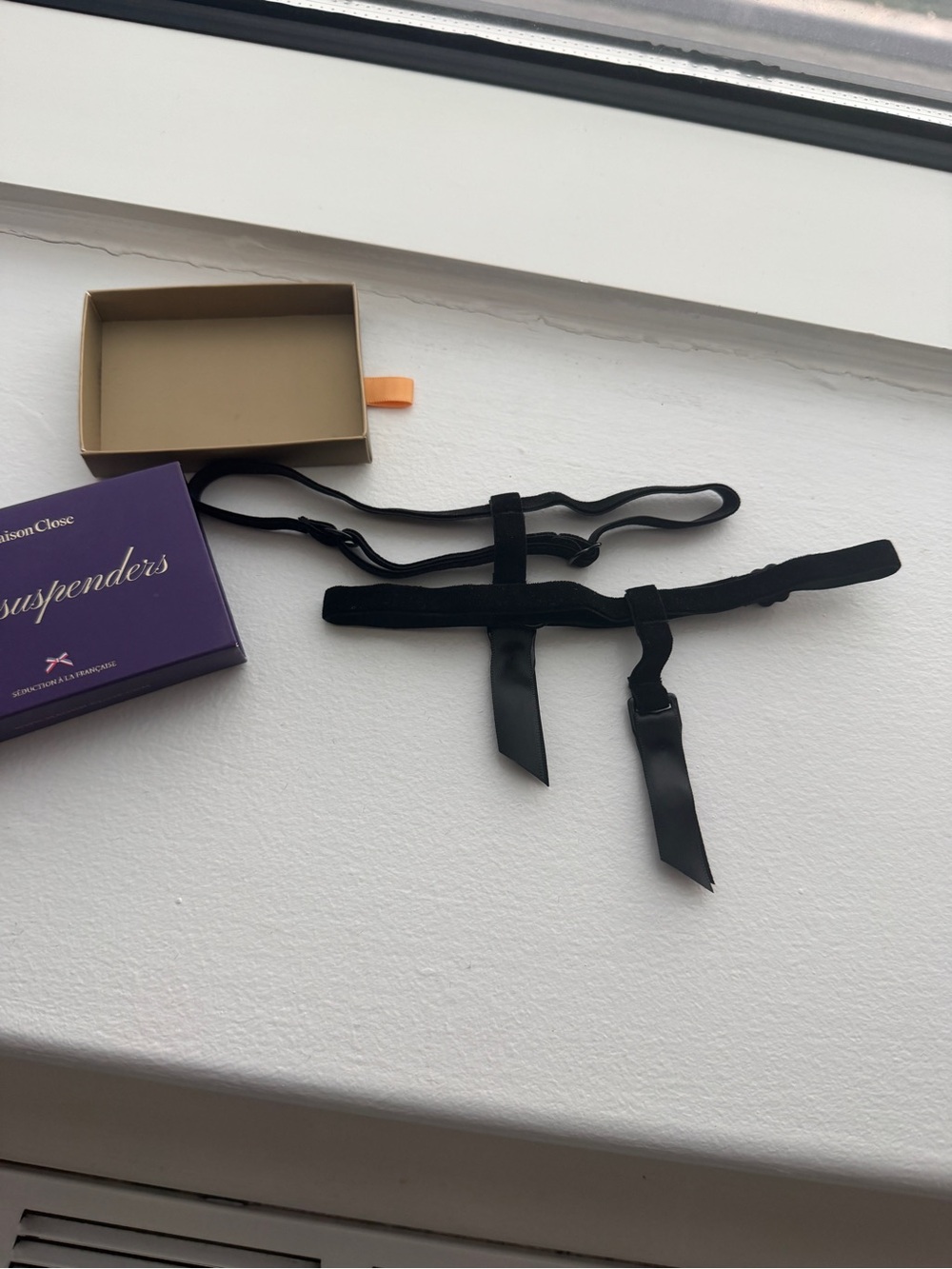 Maison Close Les Suspenders Box - Navy with Gold Accent